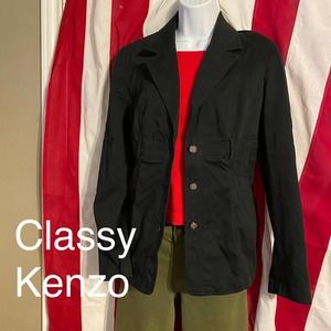 KENZO Jeans Paris Womens Sz 40 Black Cotton Jacket Blazer